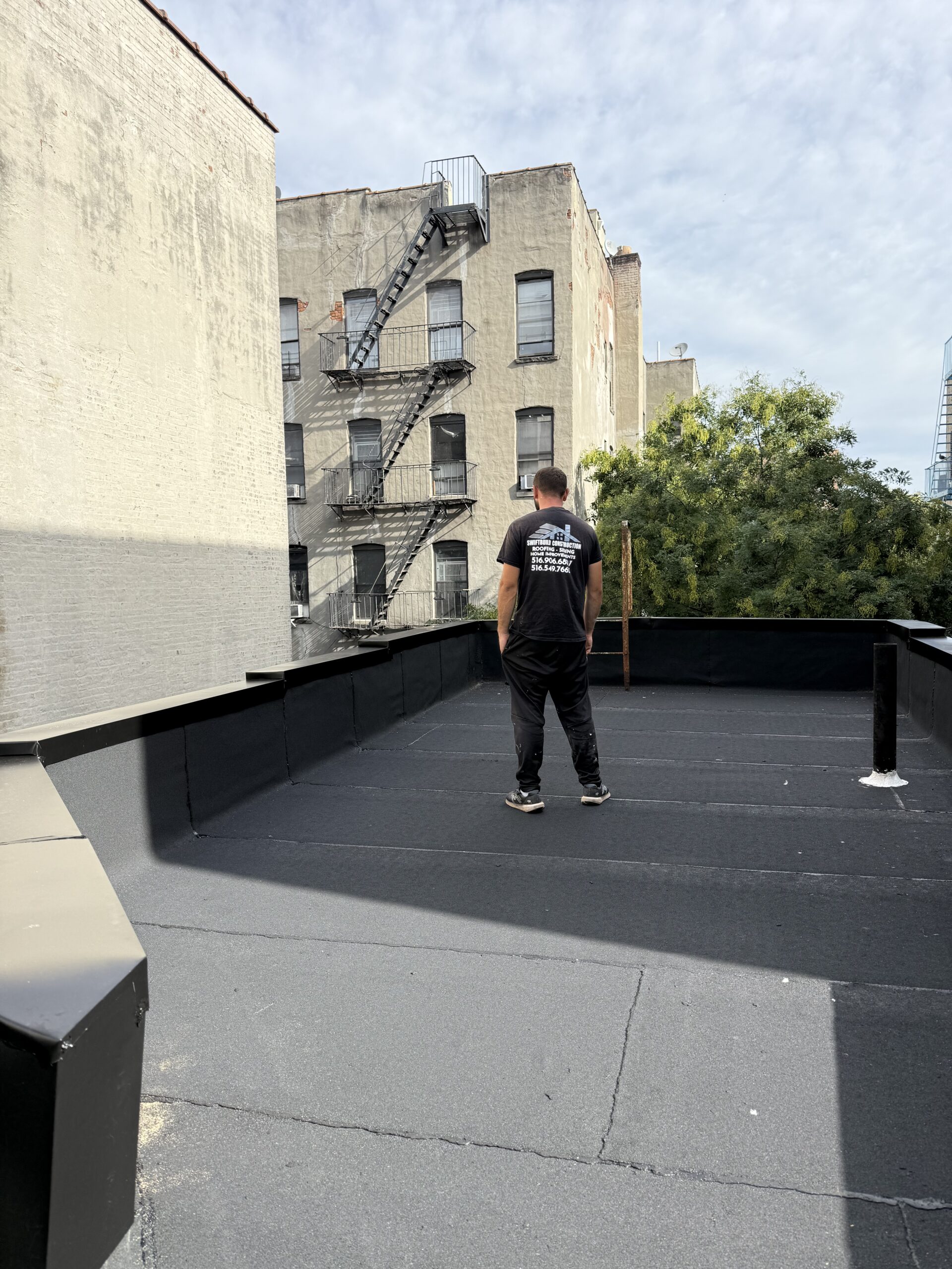 New rubber flat roof